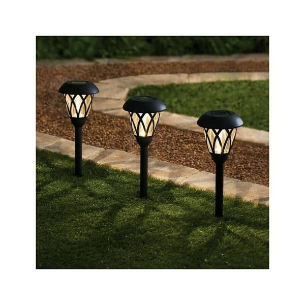 Sort gitter LED solcellelampe til landskabssti med glaslinse