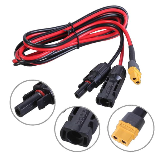 XT60 Hannkontakter Solcellepanel Ladekabel 12AWG for Bil Sammenleggbart Solcellepanel og Solgeneratorer 50cm 50cm