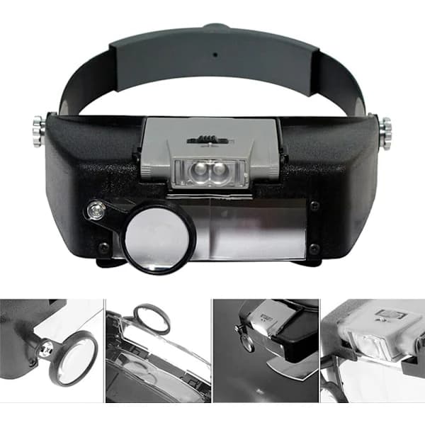 Headband Magnifier 1.5X 3X 8.5X 10X Magnifying Glasses with 2 Front LED Lights