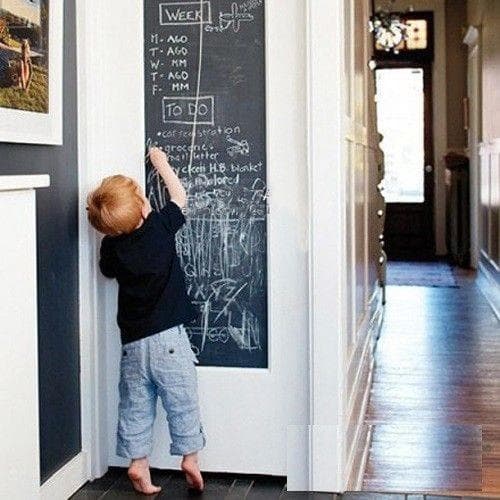 Blackboard Wall Decal with Chalk - Self-Adhesive Chalkboard Black