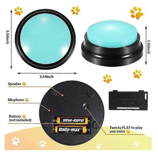 4 Recordable Dog Buttons Talking Button Set For Communication Pet Training Gift Green