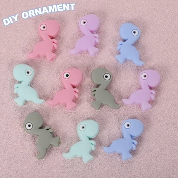 10 stk. søde dinosaur silikoneperler Mini Dyre-mellemperler