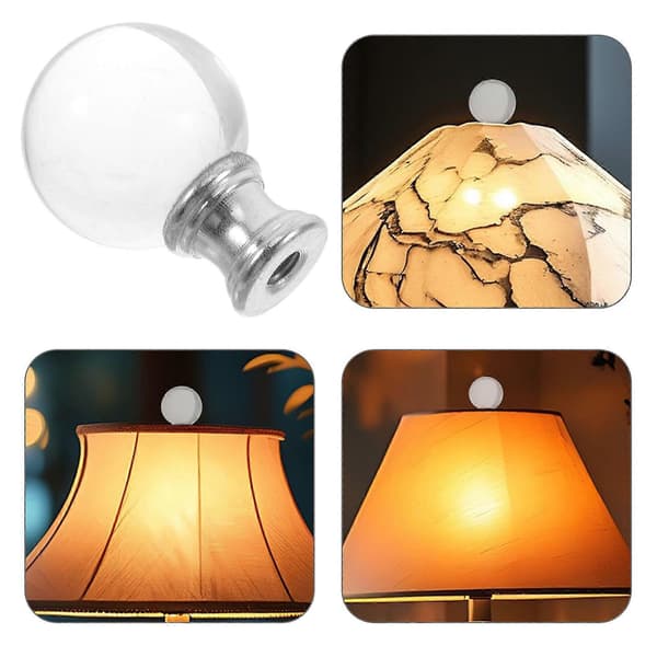 Lampshade Finial Clear Glass Compatible with Light Elegant Silver Decorative[LD]
