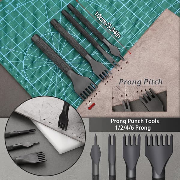 Leather Tools 40 Pieces, Leather Craft Set, Leather Tool Set / Hand Tools for Leather – Waxed Thread, Awl, DIY, Sewing