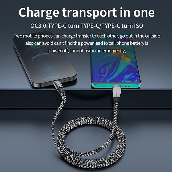 3A USB-C/Type-C til USB-C/Type-C datakabel, længde: 2m