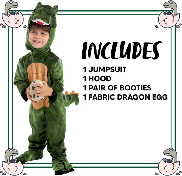 Barn Unisex Brun T-Rex Realistisk Kostym Grön Medium (8-10 år) Green Medium (8-10 yrs)