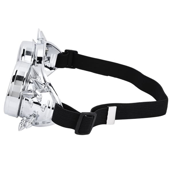 Vintage Spiked Steampunk Goggles Cosplay Glasses Double Layer Windproof (light silver) 0.1 0.1