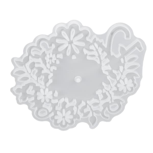 Silicone Mold Leaf Flower Pattern Clock Dial White Reusable Resin Mold for DIY Craft Home Decor Gift