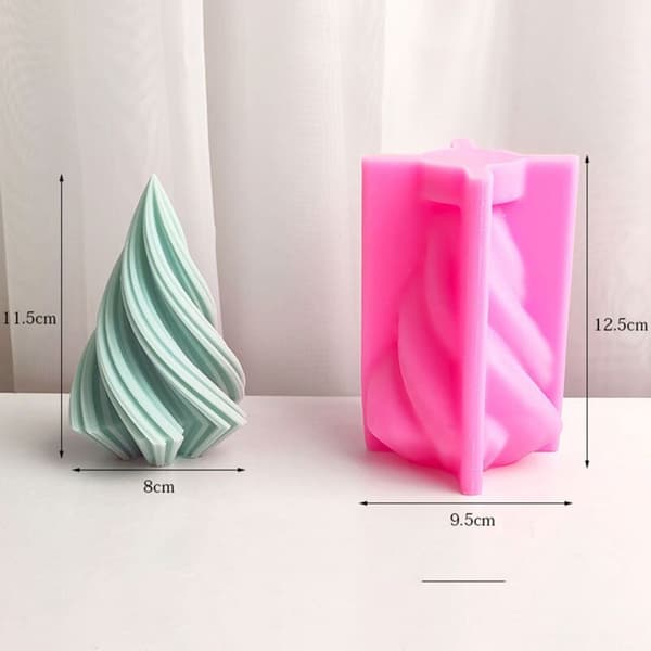 Rotating Cone Candle Mold with Wave Pattern Aromatherapy Candle Silicone Mold DIY Curved Column Gypsum Resin Molds (L)