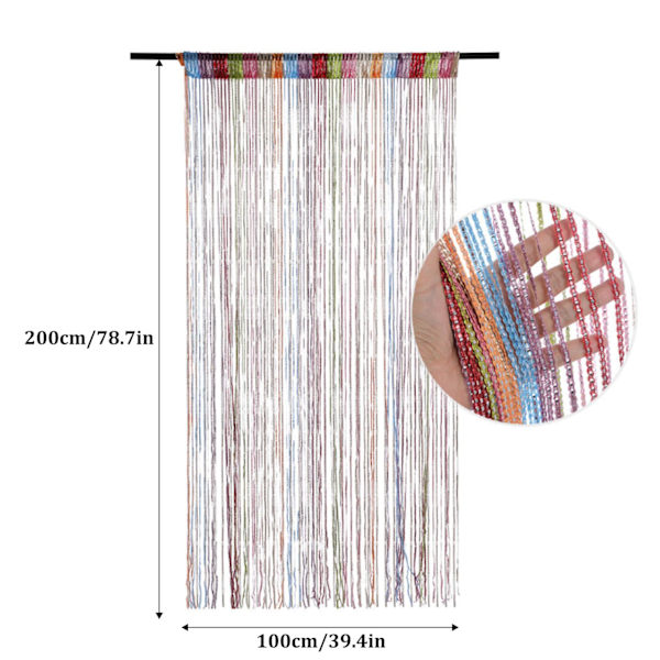 Pärlridåer för dörröppning, 100x200cm Pärlridåer Kristallpärlor Gardin Glitter Pärlridå Dörröppning Sovrum Sekretess Dekor (Regnbåge) rainbow