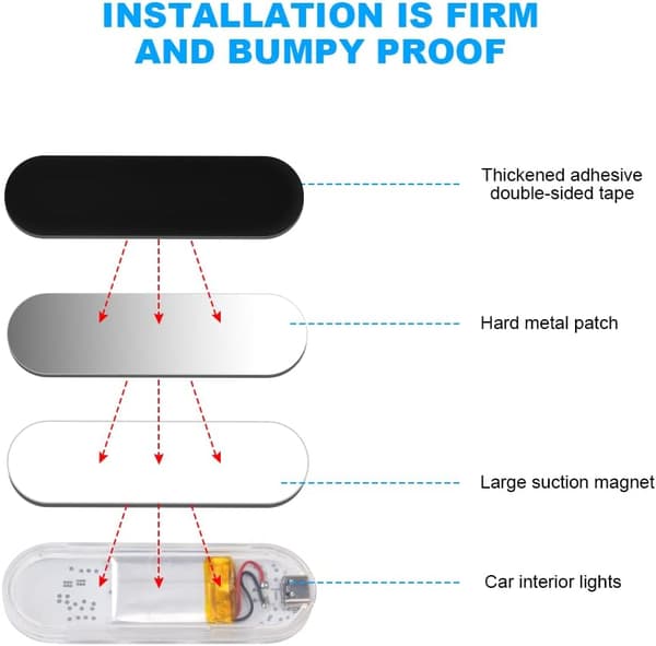 Bilinteriörbelysning, 2 st 8 LED vitt ljus touch-strömbrytare bilinteriör-FX-