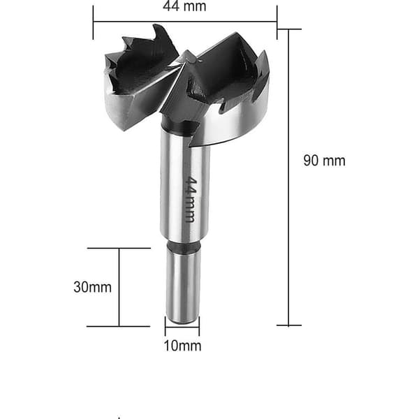 44 mm diameter Forstner drill bit for wood - Forstner drill bit for hardwoods - Sharp and durable wood drill bit with round handle - 44 mm diameter forestry