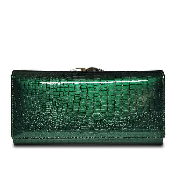 Mode Läder Damplånböcker Lång Damplånbok Koppling Pengarpung Plånböcker Grön Green