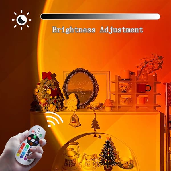 Sunset Lamp, Sunset Lamp with USB, Rainbow Light LED Night Light Adjustable Height 16 Colors 4 Dynamic Modes Two Remote Controls 180° Rotation