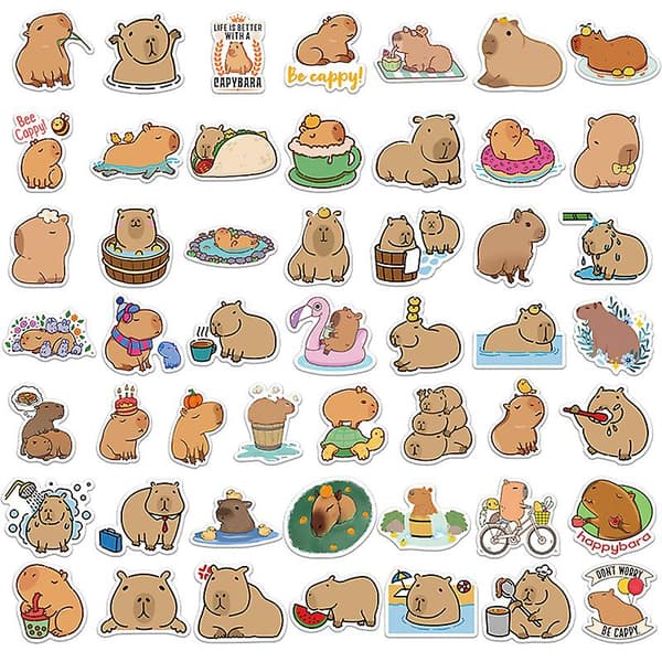 50 st söta Capybara-klistermärken för laptop, gitarr, scrapbook och dagböcker, present One Size One Size