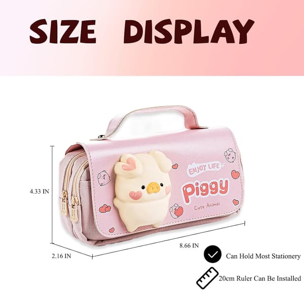 Pencil case, cute yellow duck pencil case with decompression toy,