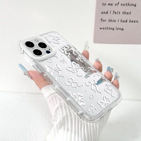 Kompatibelt med iPhone 14 Pro Max Skal Sött Spegel Rosett Kärlek Hjärta Mönster för Tjejer Band Design Stöttåligt Skyddande Telefonskal iPhone 14 Pro Max