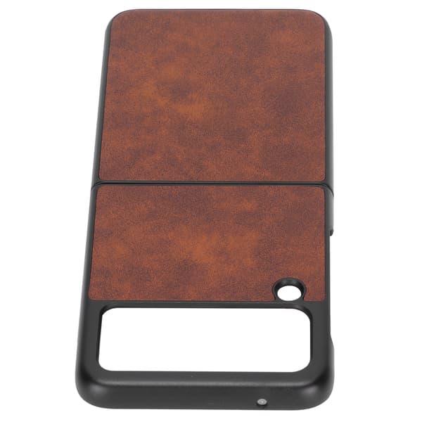 Leather Case for Samsung Galaxy Z Flip 3 - Foldable Design with Business Texture - Brown[JUN]