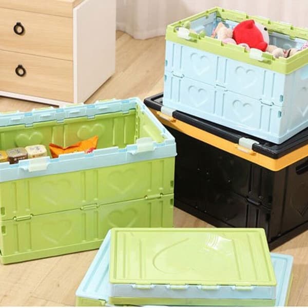 Foldable Storage Box with Lid Car Storage Tool Trunk Storage Box Household Office Organizer 30L - Black
