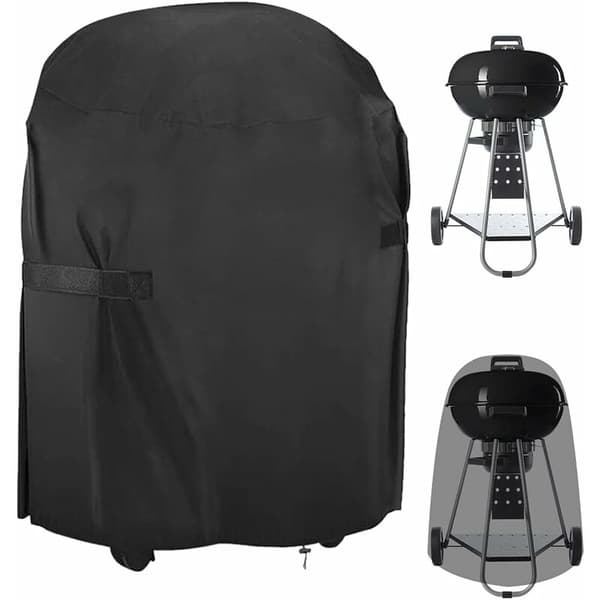 Grillovertræk Rundt Grillovertræk Udendørs Grillbeskyttelse Grillovertræk Passer til de fleste griller 77cm x 90cm Sort