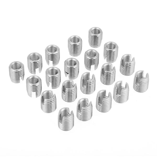 20pcs Self-Tapping Slotted Screw Thread Inserts Stainless Steel SUS303 M8 x 15mm