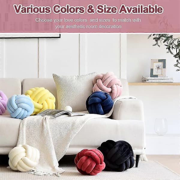 Plush Knotted Ball Pillow for Home Decor - Sofa, Car, Office Decor - lingling} Light Grey(BT) Light Grey 27CM 27CM Light Grey