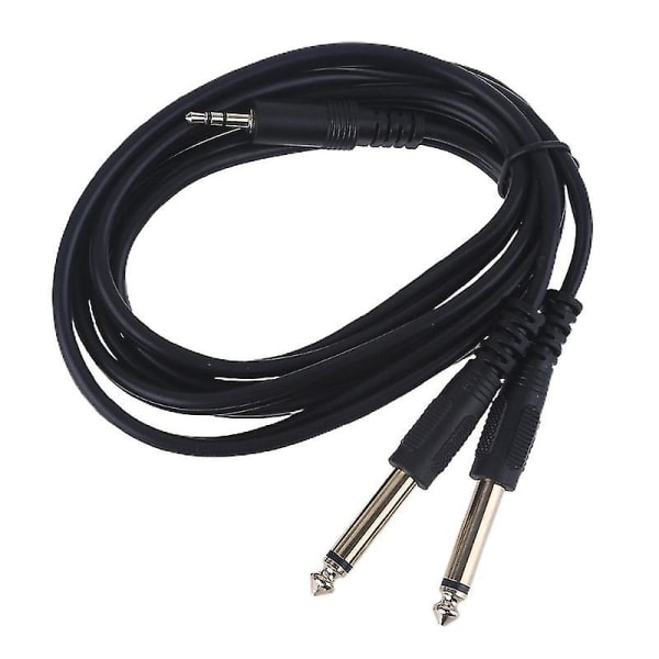 Dobbel 6,35 mm hann 1/4\" monojack til stereo 1/8\" 3,5 mm jack kabel