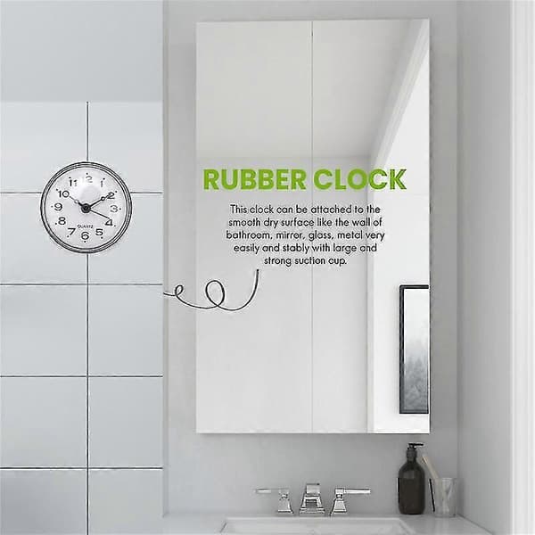 7cm Waterproof Kitchen Bathroom Clock with Suction Cup, Black