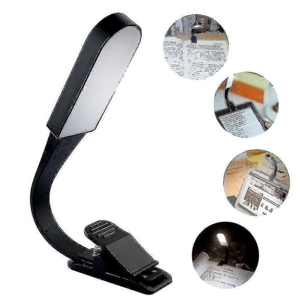 【LD】Boglampe, USB Genopladelig Læselampe Med Touchskærmssensor, Læselampe Sort Svart