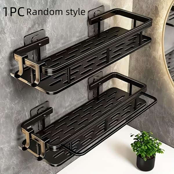 Wall-Mounted Shower Caddy with Large Capacity, Drill-Free Floating Shelf for Bathroom and Kitchen