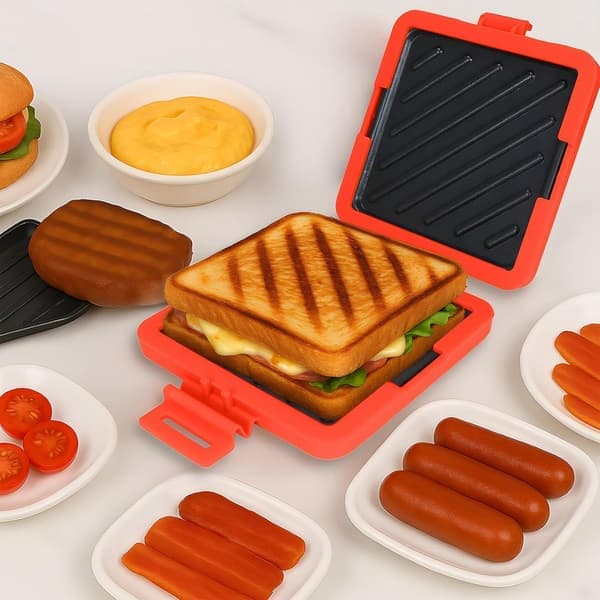 Microwave Toaster — Microwave Sandwich Maker — Features Heatwave Technology for Crispy Results — Non-Stick Coating — Dishwasher Safe — Red
