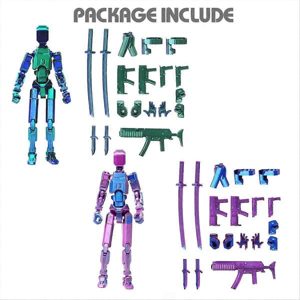 T13 Actionfigursett, 3D-printet med flere ledd, for spillfans