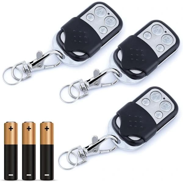 Universal Remote Control for Gate 433.92 Mhz, 12V Battery, Fixed Code, Programmable, 3-Pack
