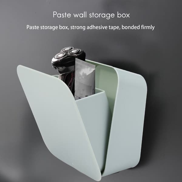Wall-mounted Square Storage Box Removable Kitchen Table Storage Shelf Toothbrush Holder Cosmetic Bathroom Organizer Blue