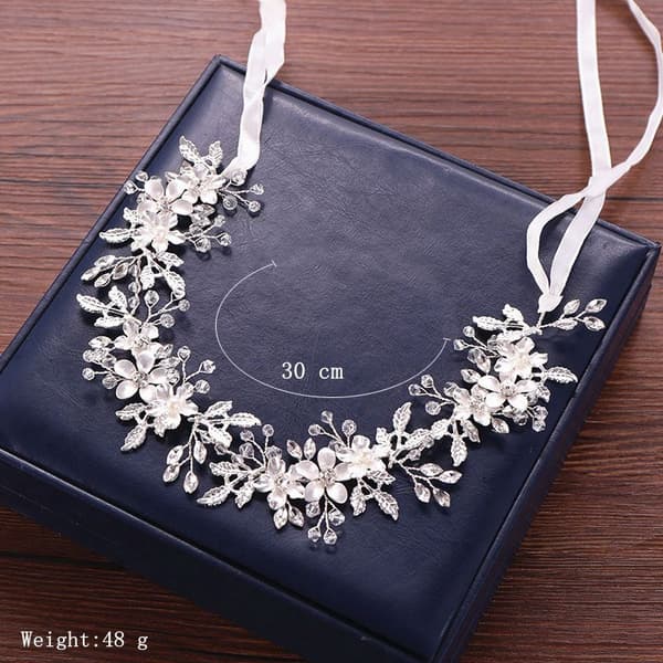 Silver#C Bröllop Kristall Hår Rankor Blomma Blad Håraccessoarer Bröllop