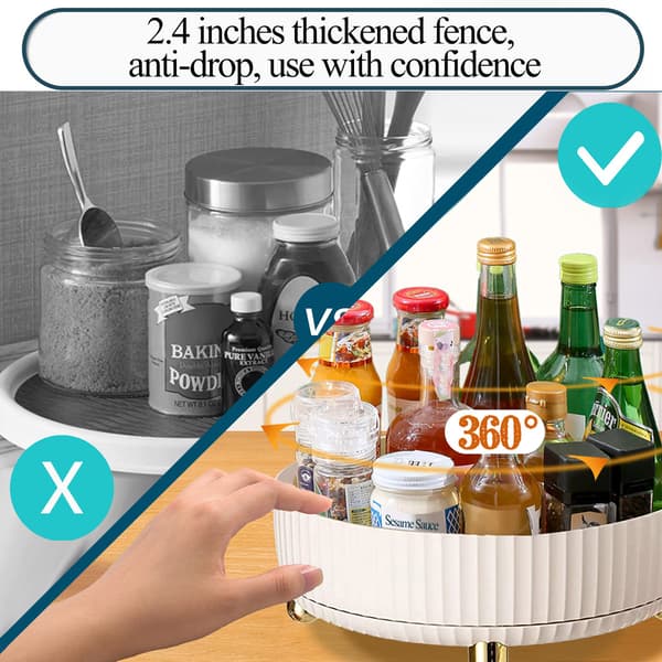 Striped Fence Rotating Storage Rack, Cabinet Turntable, 360 Rotating Makeup Organizer, Kitchen Turntable, Perfume Tray