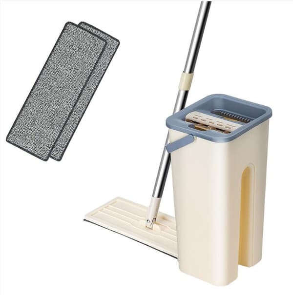 360° fladpresse mikrofiberplader moppespandsæt, 1 moppesæt + 2 puder
