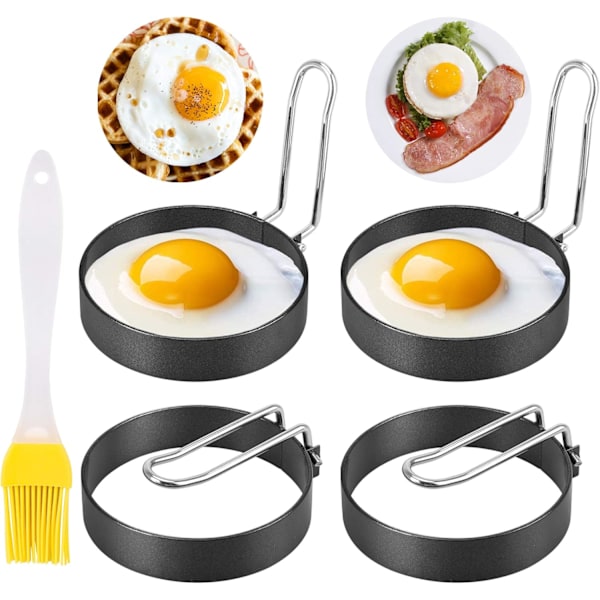 Æggering, ENLOY 4-pak rustfrit stål æggering med non-stick