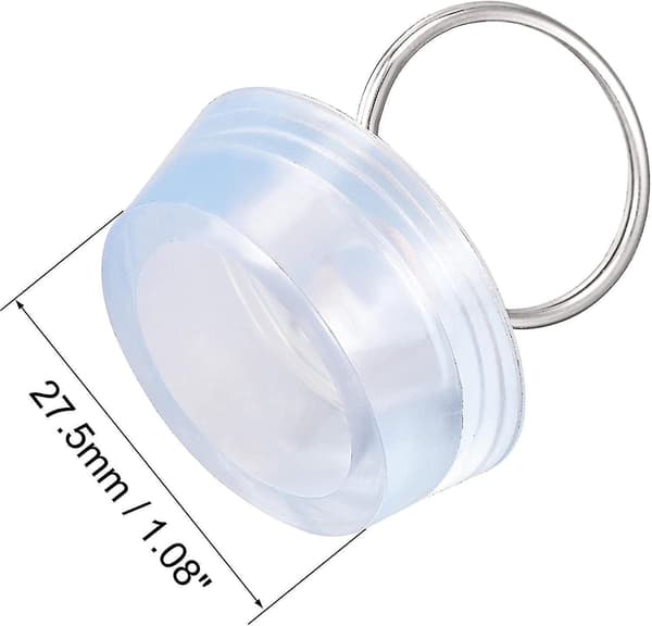 Gummivaskprop, afløbsprop transparent blå pasform 29-32mm med ophængsring 2 stk.