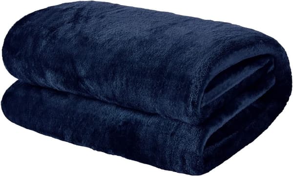 Soft Flannel Fleece Blanket Throw Large Fluffy Warm, Navy Blue