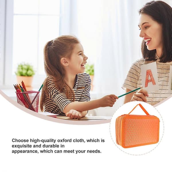 Multilayer Pencil Case Versatile Stationery Organizer Rectangular Shape for Painting Outings Oxford Cloth Orange 1 Set [DB]