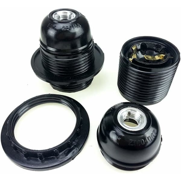 Black E27 Screw, E27 Lamp Holder, 4 Pcs E27 Socket, E27 Socket Lamp, Solid Lamp Holder, Black Socket Adapter, Lamp Holder Decoration Cafe Kitchen
