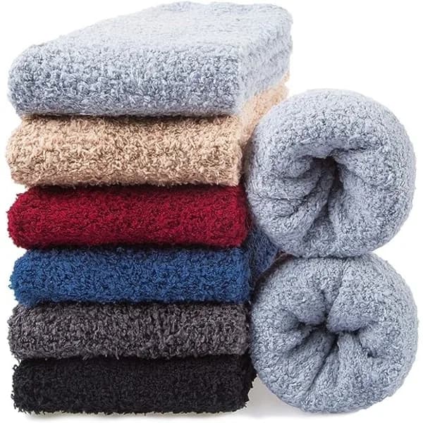 6 par fluffy herrestrømper vintertøfler fleece strømper mænd