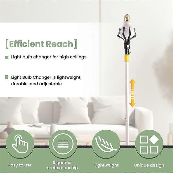 Light Bulb Changer for High Ceilings, Light Changing Tool, Assembled Extension Pole, High Reach