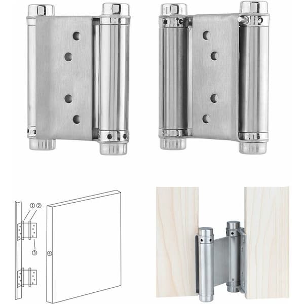 Spring Hinge (78mm) Double Acting Stainless Steel Self Closing Swing Door Hinge (2-Pack)