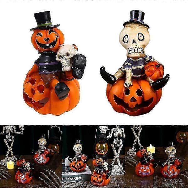 Hule harpiksgresskar med LED-lys Halloweenfest Hagedekorasjon-A- A A