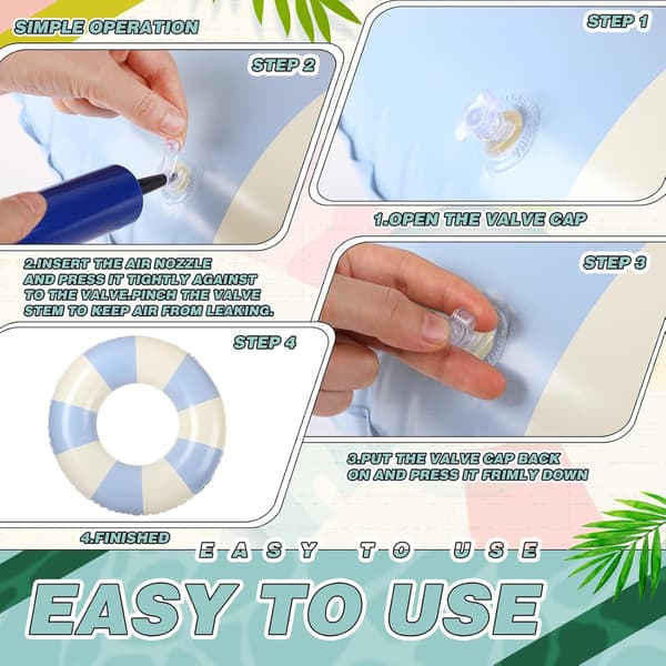 Inflatable Swim Ring for Adults, Pool Float, Retro Striped Inflatable Float, for Beach Vacations and Pool Parties