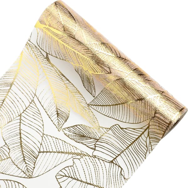 Gold Mesh Table Runner 28cm×275cm Sheer Organza Mesh Table Runner with Gold Foil Table Band