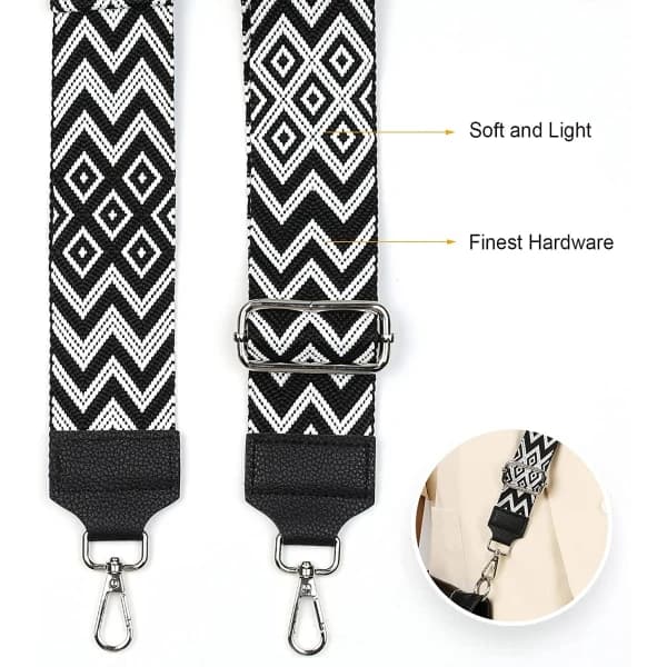 Adjustable Shoulder Strap for Bag, 5 cm Wide, 80 cm Long, with Silver Buckle