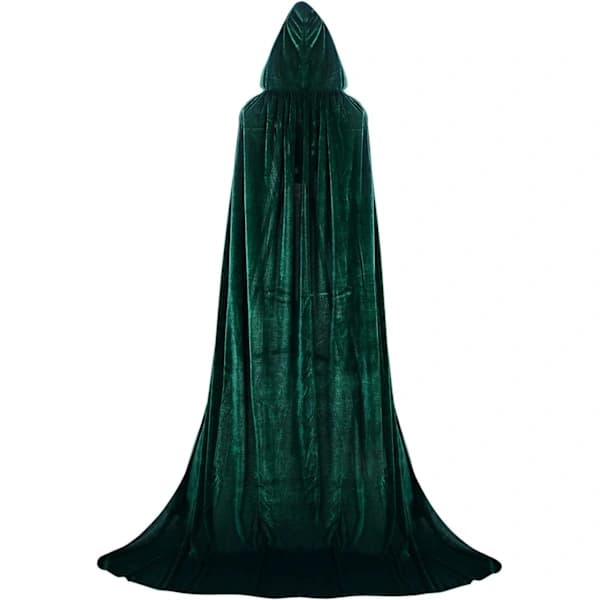 Hodeplagg med lang kappe i gullfløyel, vampyrkappe for voksne, cosplay, halloween, karneval Grønn 1.3M